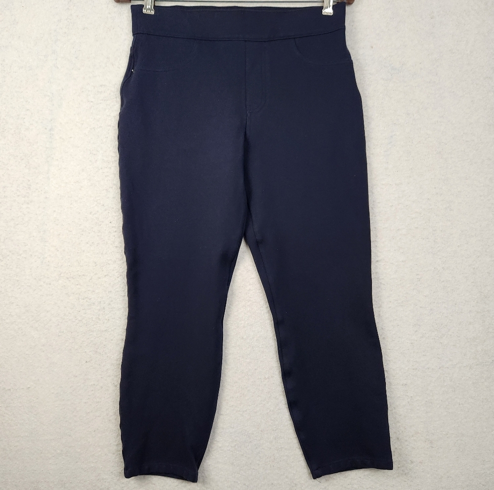 SPANX The Perfect Pant Ankle Stretch Skinny Leg Pockets Blue Sz M Petite 20202Q